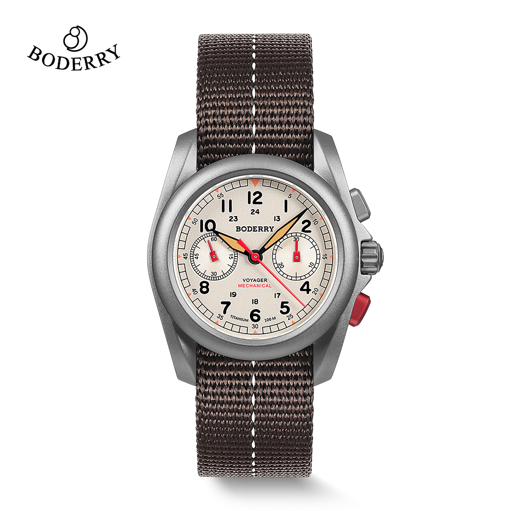 Field Watch Military - BODERRY ساعات ميدانية للرجال كرونوغراف ميكانيكي
