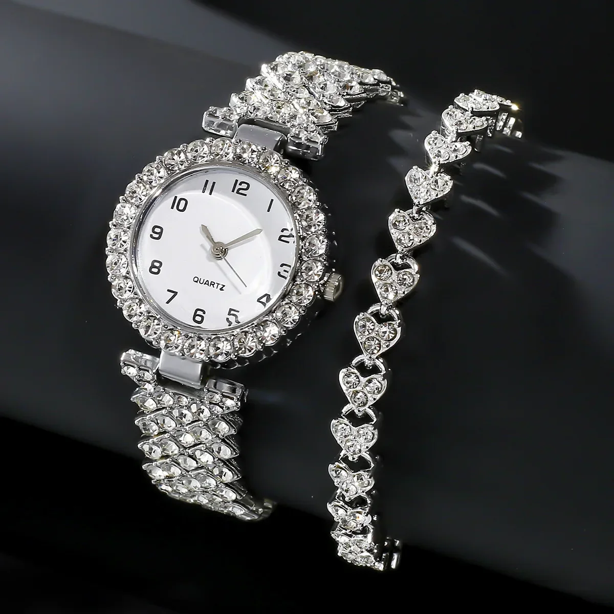 Luxury Watch Female - 1 قطعة/2 قطعة مجموعة ساعات نسائية