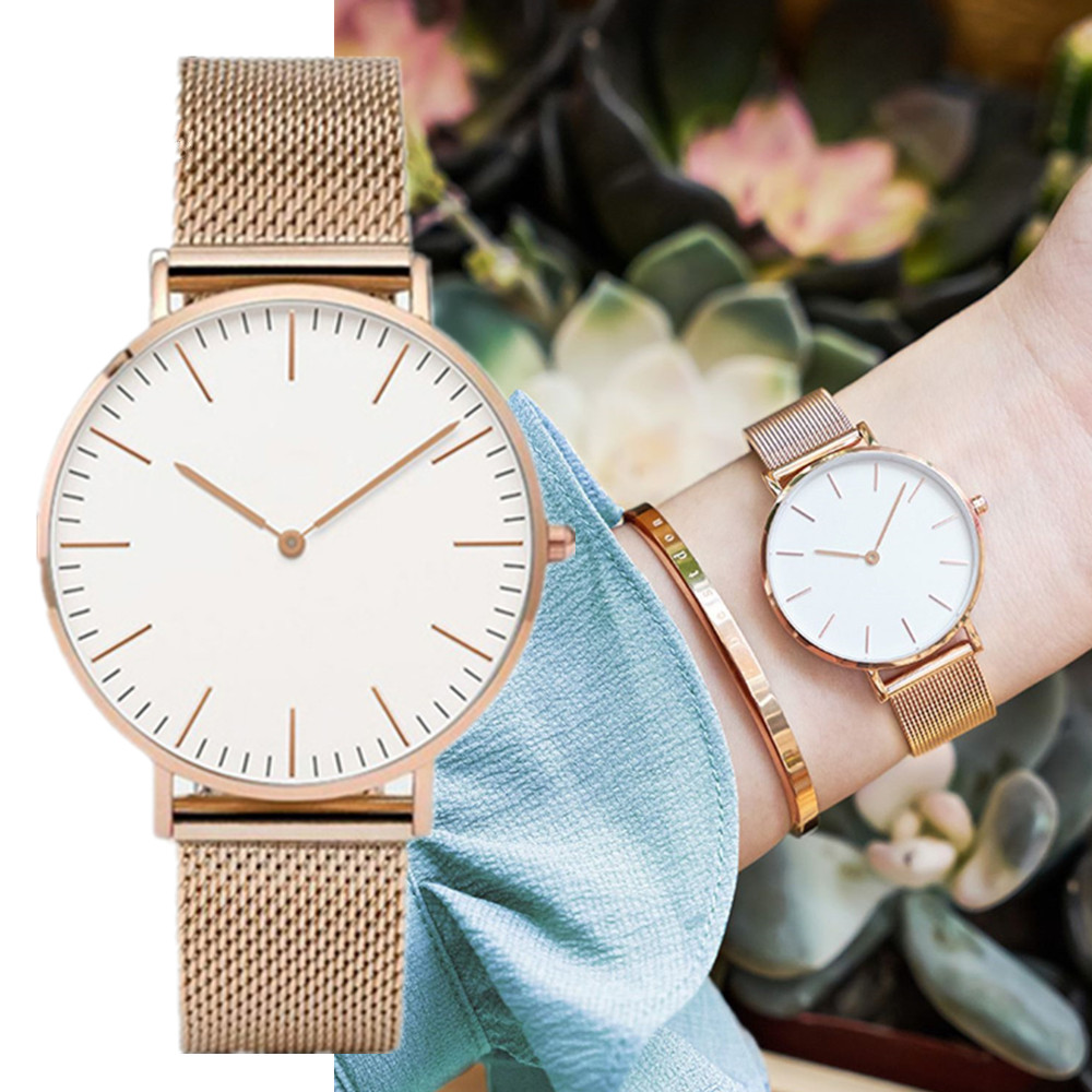 Luxury Watch Female - ساعة يد كوارتز بحزام شبكي من
