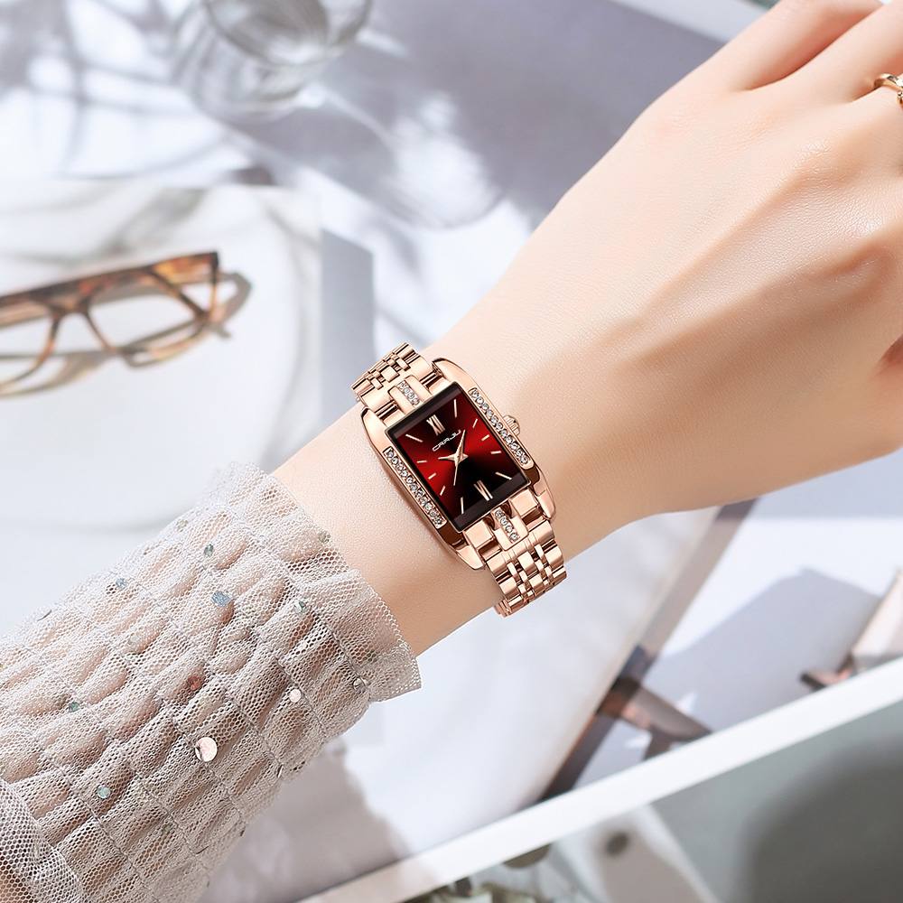 CRRJU ساعة مربعة فاخرة للمرأة  - مراجعة Luxury Watch Female وسعره