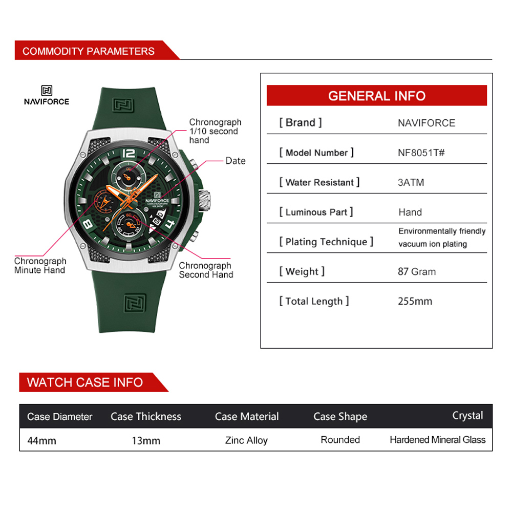 NAVIFORCE-ساعة يد رياضية كاجوا - مراجعة Field Watch Military وسعره
